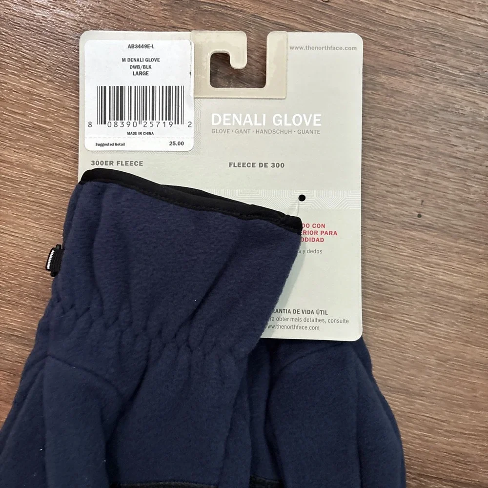 The North Face tNF Denali Gloves Mens Large Black Navy Blue 19836 NEW